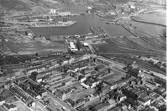 An aerial view of  Jackson, Coal, Union and Central Docks in Hartlepool.