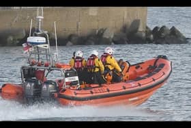 Hartlepool RNLI inshore lifeboat and volunteer crew heading out to sea to assist with the incident at the North Gare. Pic by Tom Collins