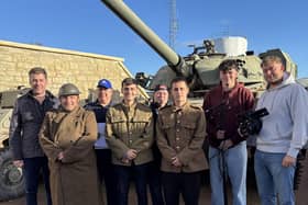 Cast and crew filming at Heugh Battery Museum.