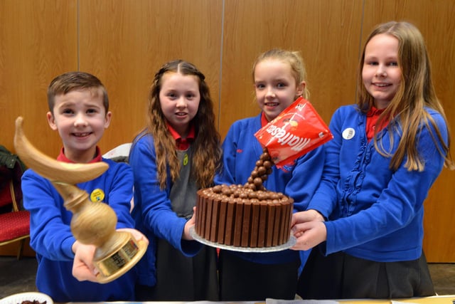 Throston Primary School won Hartlepool's annual Fairtrade Fortnight baking competition in 2019 with this stunning Maleaser chocolate cake. Pupils from left: Oliver Harrison, 8, Annalise Frater, 10, Neve Watson, 9 and Sadie Jukes, 10.