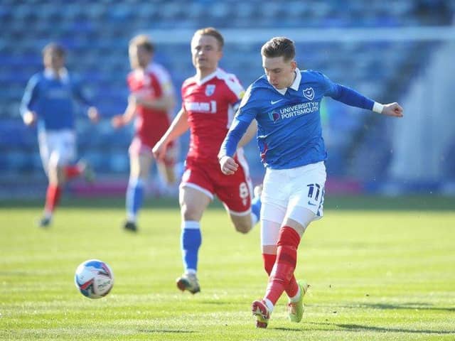 Ronan Curtis playing for Portsmouth.