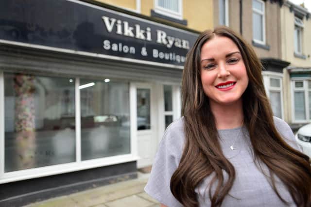 Vikki Ryan outside her salon in Lister Street, Hartlepool. Picture by FRANK REID