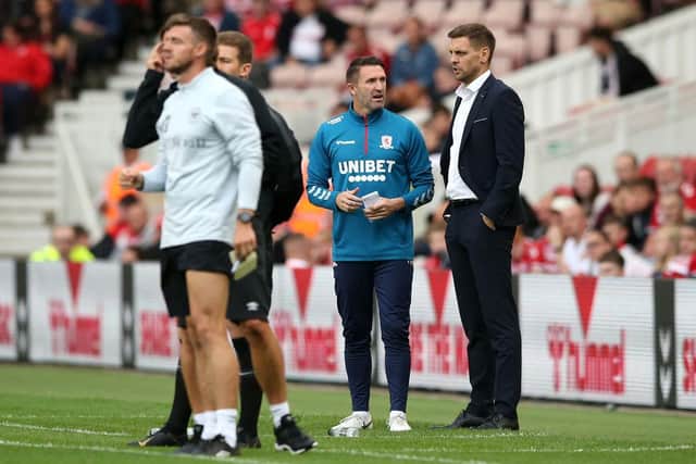 Former Middlesbrough manager Jonathan Woodgate and assistant manager Robbie Keane.