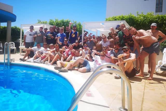 The group on Daniel's stag do in Ibiza in 2019.
