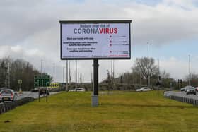 Electronic board on the A194 at Jarrow, giving advice on the Corona Virus
