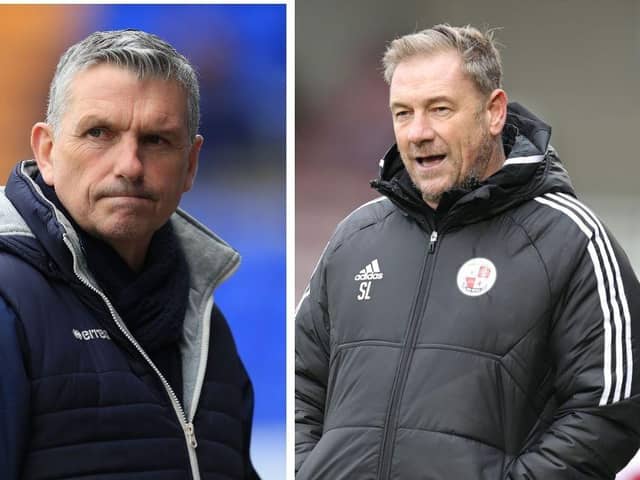 Both Hartlepool United boss John Askey and Crawley Town manager Scott Lindsey know the significance of their Suit Direct Stadium showdown. MI News & Sport / Getty Images Pete Norton
