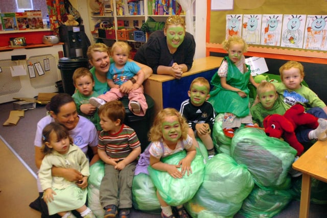 Green faces galore on a specially themed Green Day at the Footprints Nursery in Hartlepool in 2009.