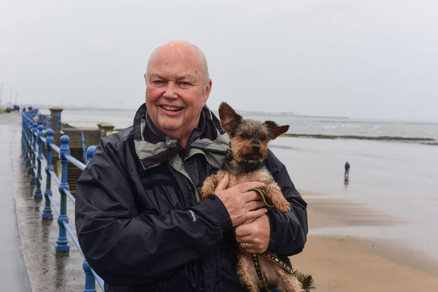 Brian Sirs and his dog Reggie out and about at Seaton Carew.
