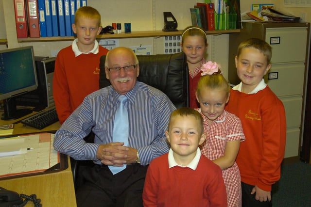 Head teacher Keith Storey was pictured with Lewis Robinson, Bethany Thompson and, front, Corey Crannage, Ellie Aisbitt, and Daniel McKie. But what was the occasion?