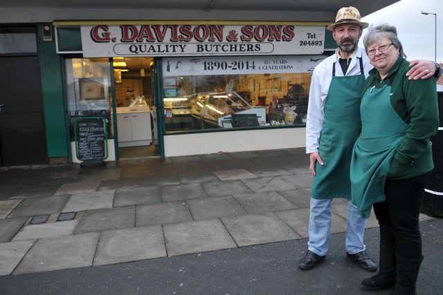 Michael and Caroline Davison outside of their butcher shop at the Fens Shopping parade 8 years ago.
