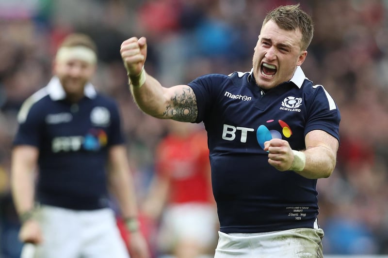 Stuart Hogg celebrates at full-time during the Six Nations match between Scotland and Wales at Murrayfield Stadium on February 25, 2017, in Edinburgh. (Photo by Ian MacNicol/Getty Images)