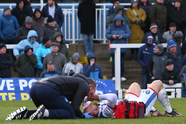 Hartley was forced off in the draw with Walsall with a suspected concussion with manager John Askey confirming the defender had not trained ahead of the trip to Tranmere Rovers. Should that be the case, Hartley is likely to be missing for the next week or two under protocol. (Photo: Michael Driver | MI News)