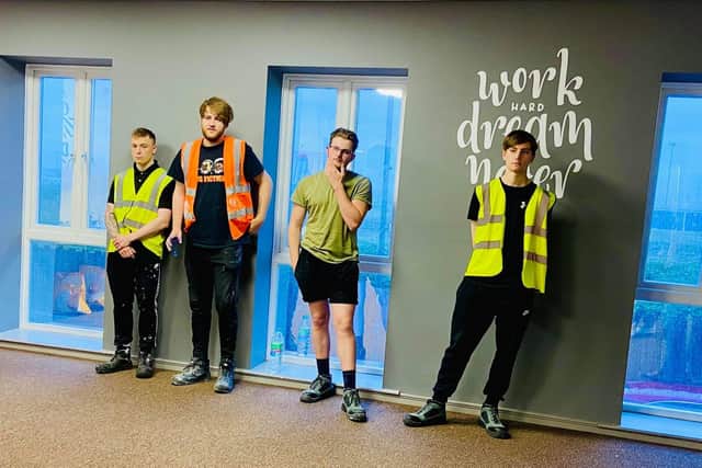 Bright future: Ryan Hayton, Brandon Carlyle, Lewis Clark and Dylan Shout have been given jobs after completing a Trade Academy course with New Deal for Communities and Orangebox Training in Hartlepool.