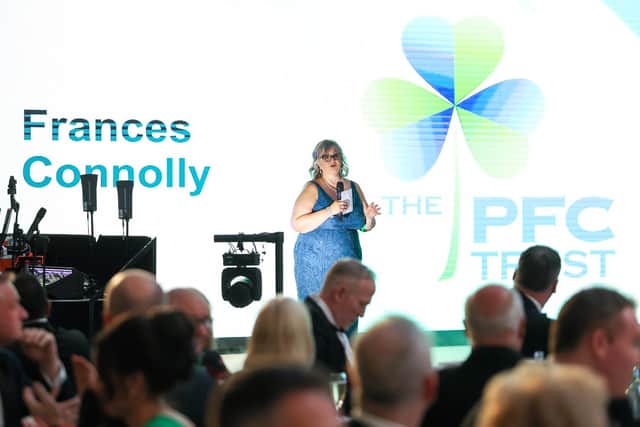 PFC Trust founder Frances Connolly addresses the charity ball.