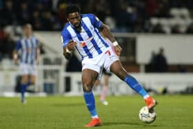 Omar Bogle scored his fifth goal for Hartlepool United as Graeme Lee's side earn a draw at Forest Green Rovers. (Credit: Michael Driver | MI News)