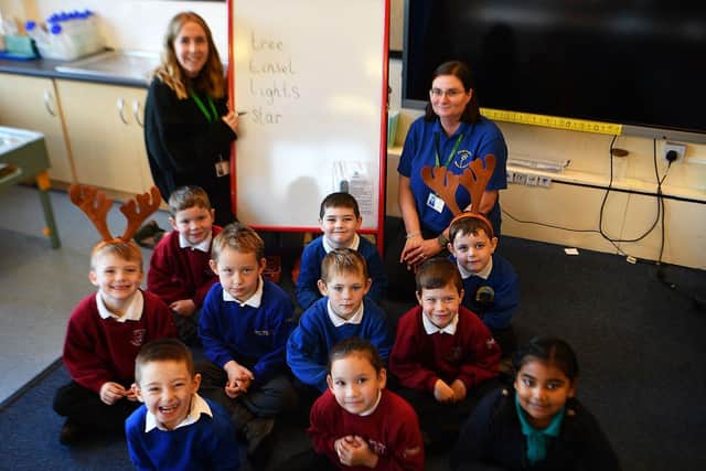 Stephanie Thomas and Louise Cram, of Eskdale Academy's speech and language provision, deliver a class for pupils.