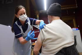 A coronavirus vaccination is given at Hartlepool Town Hall Theatre.