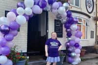 Lucy-Ann Robinson stands outside The Blacksmiths Arms, in Hartlepool.