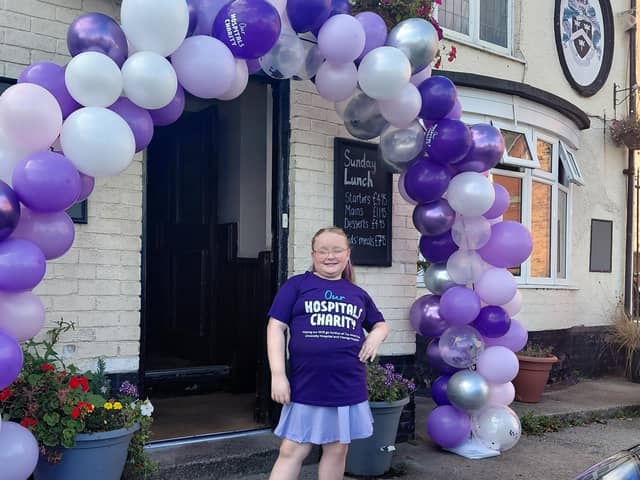 Lucy-Ann Robinson stands outside The Blacksmiths Arms, in Hartlepool.