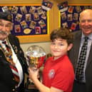Left to right: Rotary Hartlepool President Wally Stewart, Throston pupil Theo Dickinson, and Rotarian Alan Lakey.