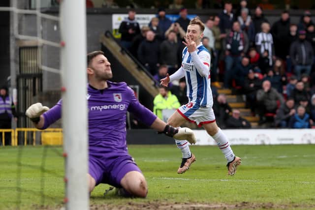 Dan Kemp scored a hat-trick for Hartlepool United in their win over Grimsby Town. (Photo: Mark Fletcher | MI News)