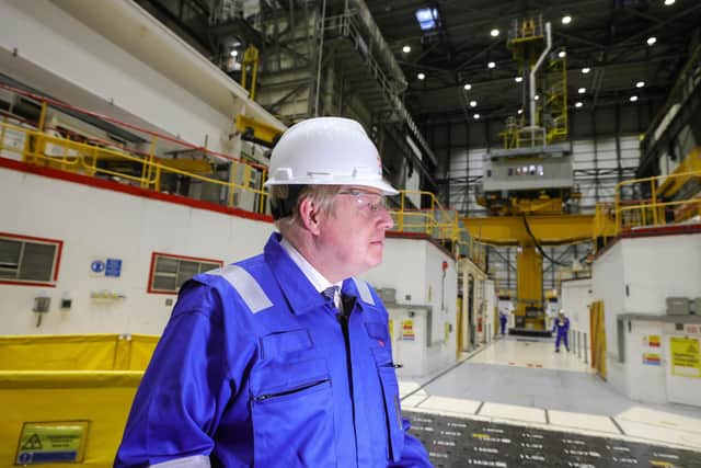 Boris Johnson at Hartlepool Nuclear Power Station during a visit to the North East on Bank Holiday Monday. Picture by Andrew Parsons CCHQ / Parsons Media.