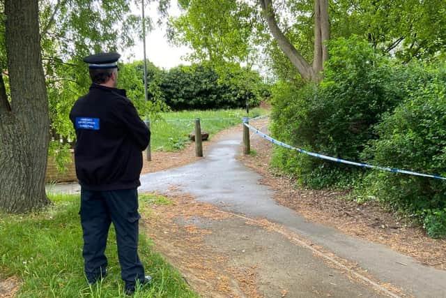 The area where the man's body was found near Wiltshire Way, Hartlepool, on Monday, May 18.