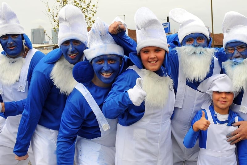 Poolies travelled to Charlton Athletic as Smurfs in 2012.