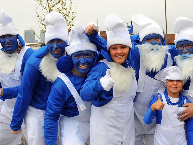 Poolies travelled to Charlton Athletic as Smurfs in 2012.
