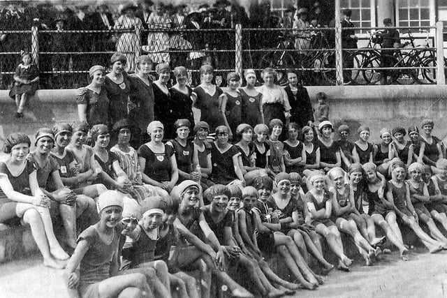 Members of a swimming club at the open air swimming pool. Photo: Hartlepool Library Service.