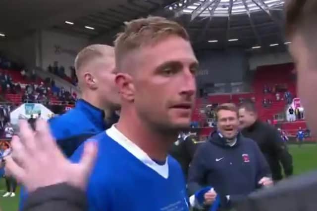 Gary Liddle celebrating Hartlepool United's promotion to the Football League (photo: BT Sport)