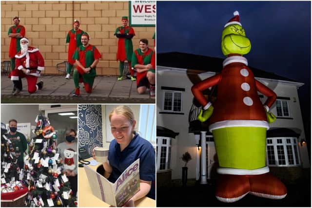 Some of the fundraising activities over Christmas in aid of Alice House Hospice including West Hartlepool Rugby Club's Santa Run, Ray Liddell's inflatable grinch, its TRees of Remembrance stall in Tesco and Paula Tempest reading the hospice's magazine.