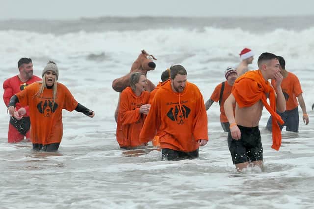 Bathers taking part in the 2021 Hartlepool Boxing Day Dip.