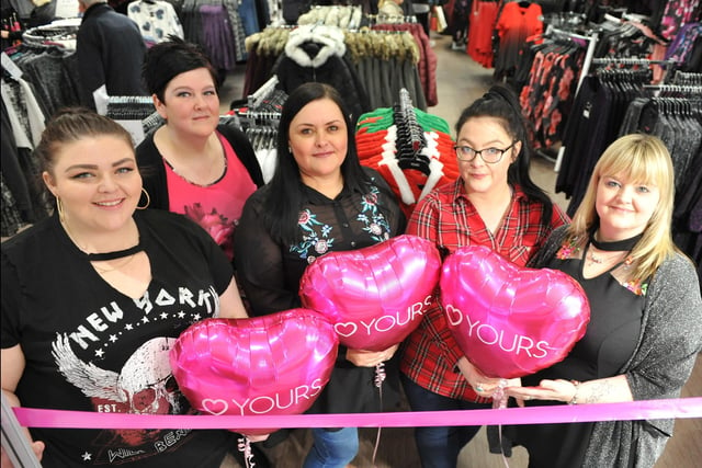 Yours Clothing staff, left to right, Stephanie Pell, Suzy Turnbull, Kelli Murphy, Hannah Bulter and Lisa Carr, in their new store at Middleton Grange Shopping Centre in 2017.