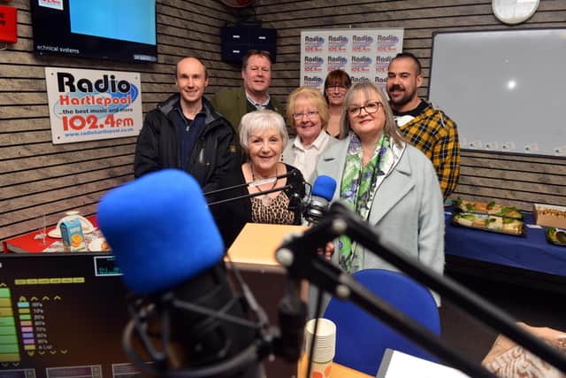 Frances Connolly (front right) with Radio Hartlepool staff, volunteers and supporters in the new studio.