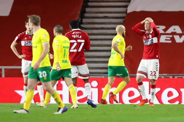 Middlesbrough were beaten 1-0 by Norwich at the Riverside.