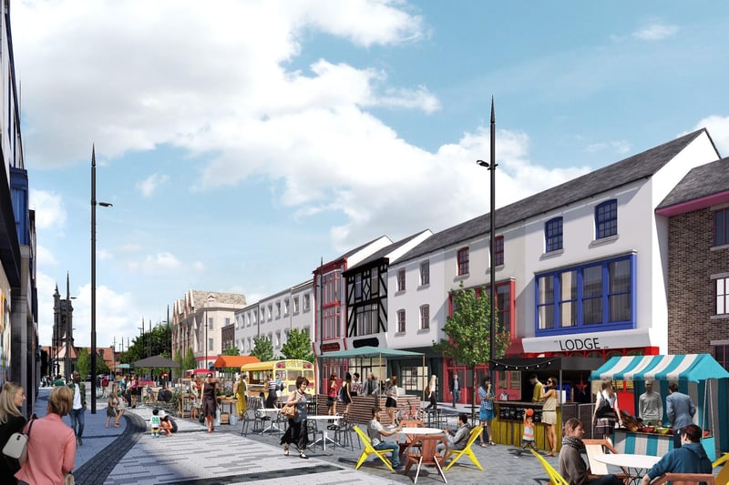 An artist's impression of how Hartlepool's Church Street could look as part of transformation plans announced in 2014.