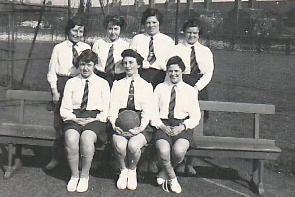 Patricia, far left on the back row, is pictured in the High School netball team.