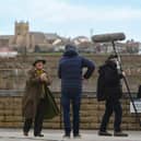 Brenda Blethyn as DCI Vera Stanhope filming on the Headland for a previous series.