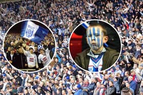 Just three of our archive images as Hartlepool United fans take over Sunderland's Stadium of Light ground for their FA Cup clash back in January 2004.