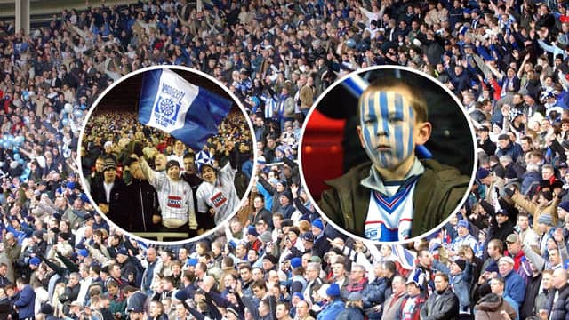 Just three of our archive images as Hartlepool United fans take over Sunderland's Stadium of Light ground for their FA Cup clash back in January 2004.