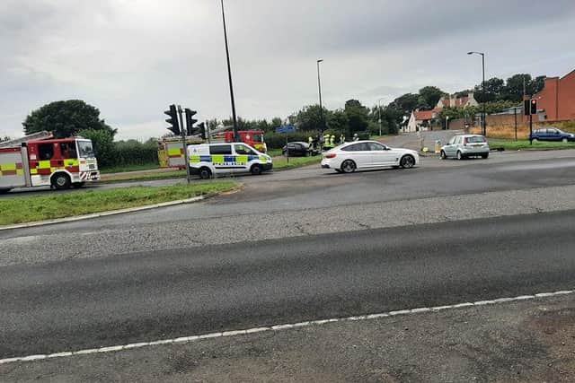 Emergency services at the scene of Wednesday's collision. Picture courtesy of Carl-Thomas Gorse.