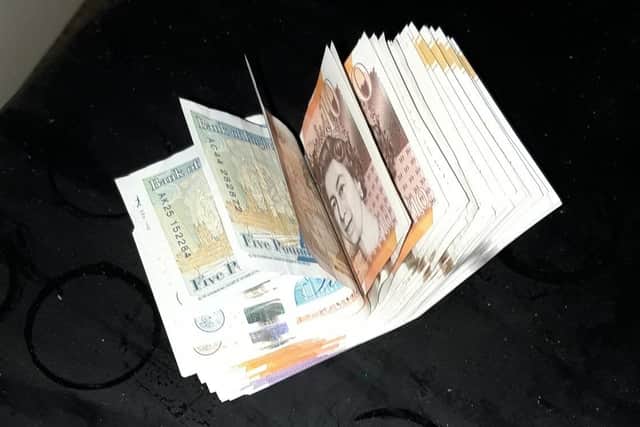 Cash recovered by police following the arrests in Jesmond Road, Hartlepool. Photo: Cleveland Police.