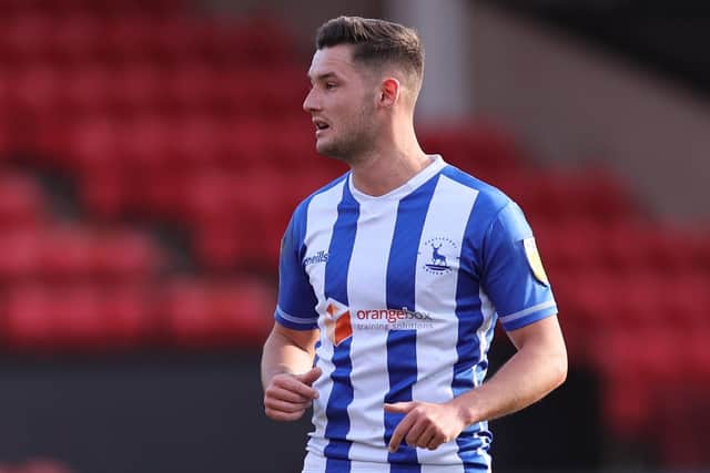 Luke Molyneux came off the bench in the closing stages of Hartlepool United's defeat to Port Vale. (Credit: James Holyoak | MI News)