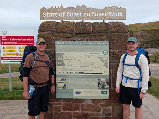 From left, Jack Coombs and Matty Secker at the start of their coast-to-coast charity challenge