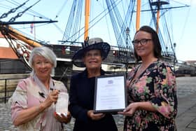 Hartlepool Carers with the Queens Award for Voluntary Services, presented by Her Majesty's Lord-Lieutenant Sue Snowdon in August 2022.