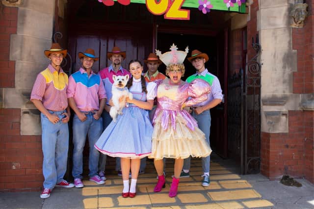 Some of the cast of The Wizard of Oz summer pantomime outside Hartlepool Town Hall Theatre.
