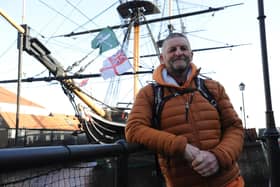 Coastal walker Jim Morton reaches Hartlepool and the National Museum of the Royal Navy on his 7,000 mile walk around Great Britain.