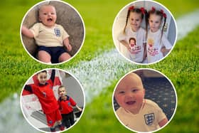 Young football supporters in Hartlepool show their support for England.