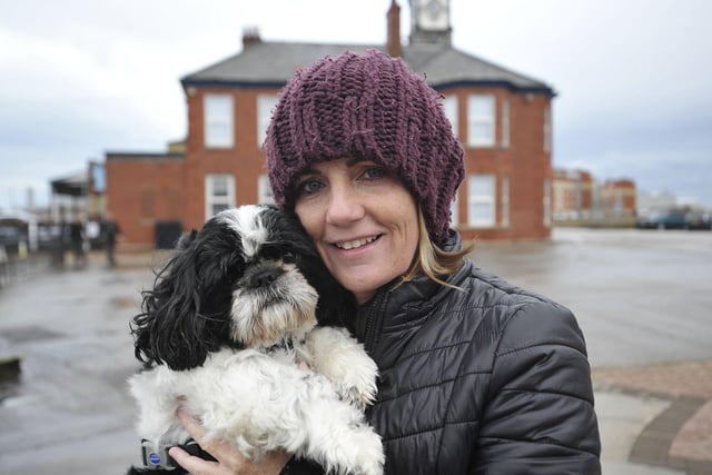 It's a cold day at Hartlepool Marina in 2021 - and that's a great time for Sarah Thorpe to share a hug with super cute pooch Walter.